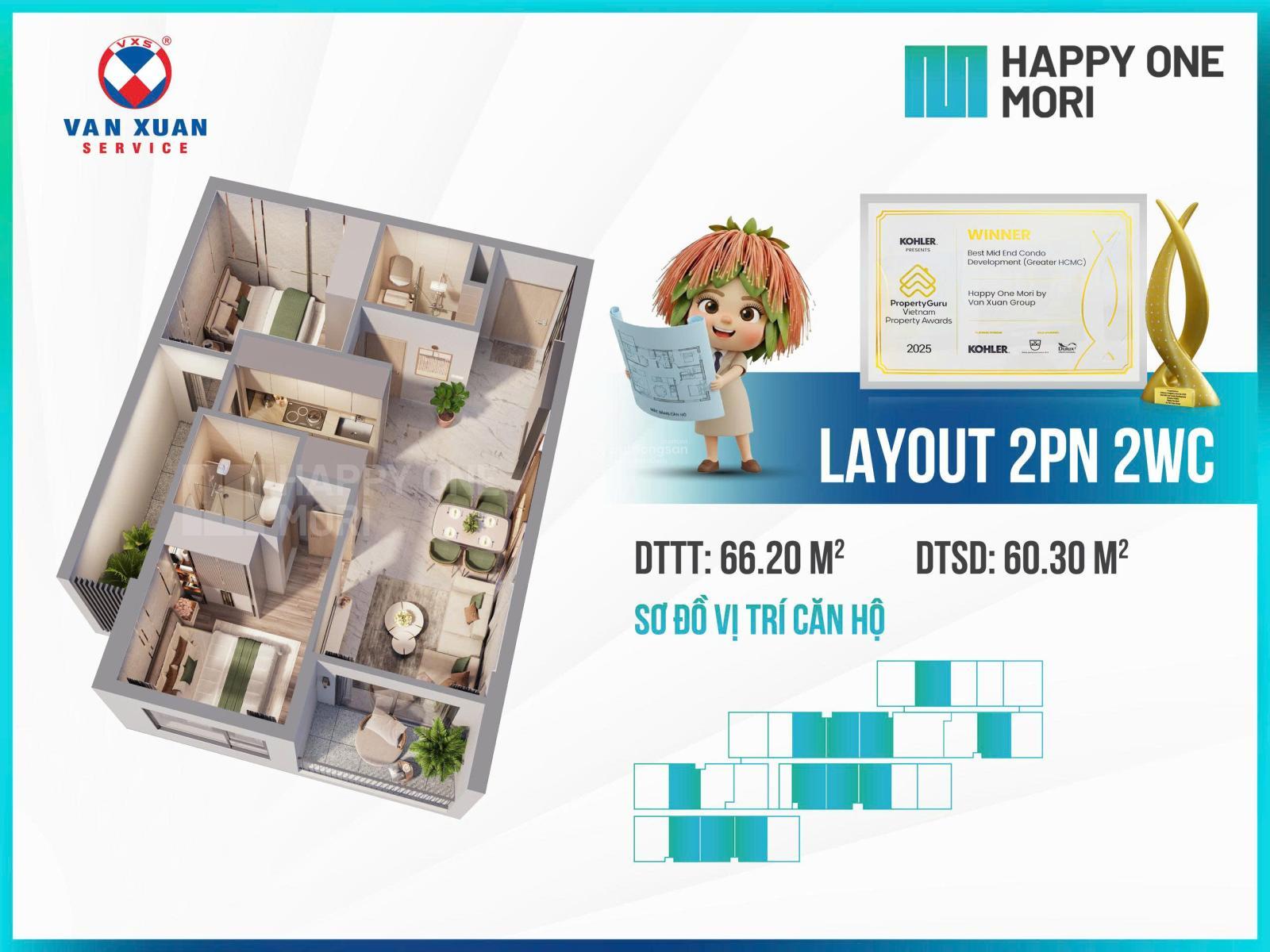 Căn hộ Happy One Mori 66m² giá tốt - Sống chuẩn Nhật giữa lòng Thuận An!