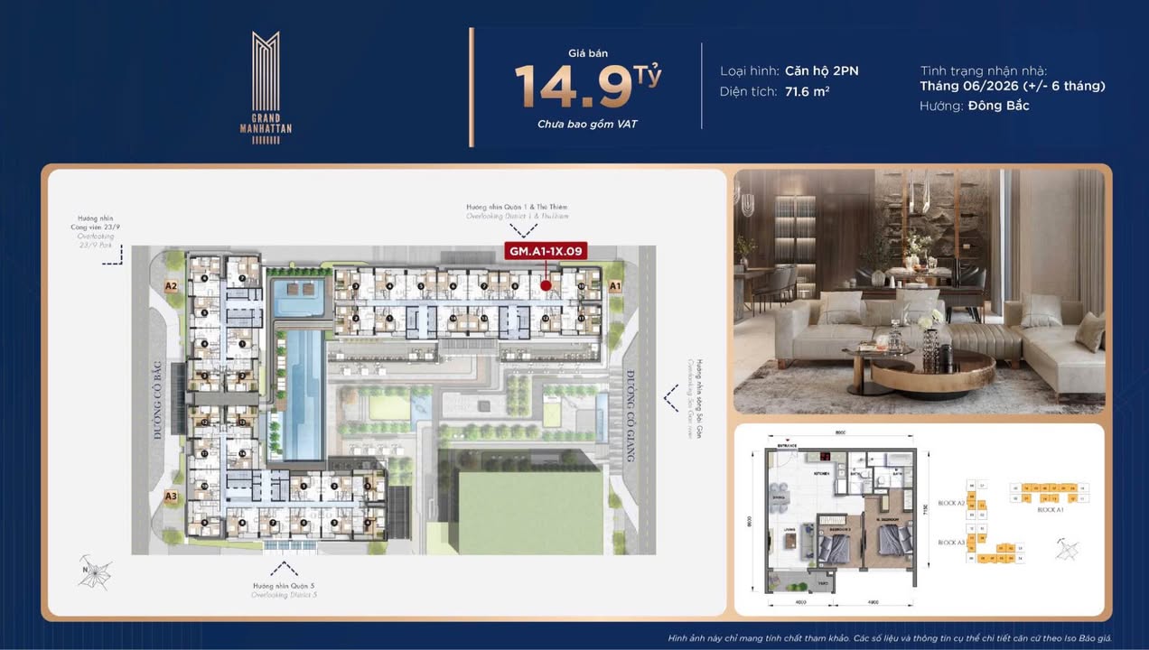 Căn hộ The Grand Manhattan Quận 1 72m² - An ninh 24/7