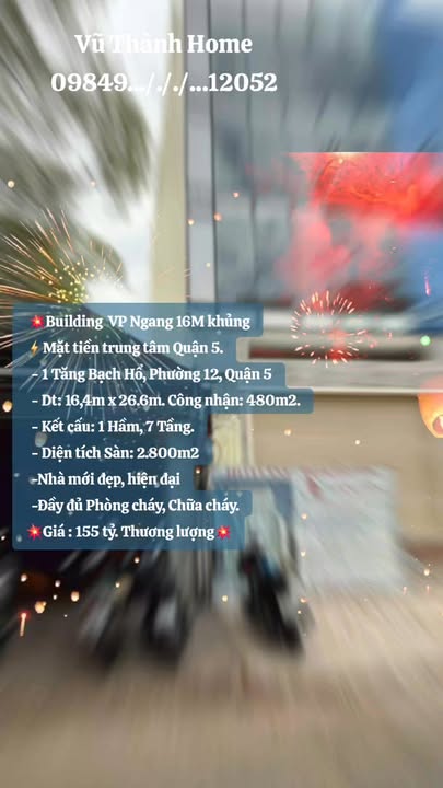 Tòa nhà văn phòng mặt tiền Quận 5 - 480m², 7 tầng, giá 155 tỷ