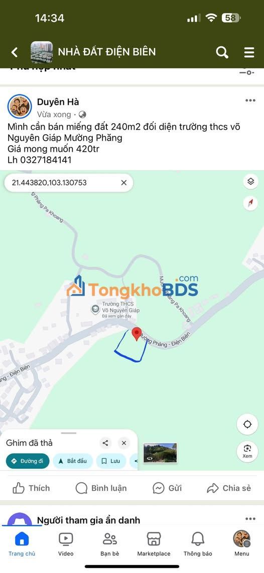 Đất nền Mường Phăng 240m2 giá 420 triệu - Tiềm năng tăng giá