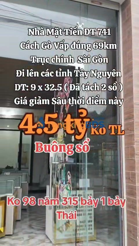 Nhà phố mặt tiền ĐT 741 Đồng Phú 293m² - Mặt tiền kinh doanh