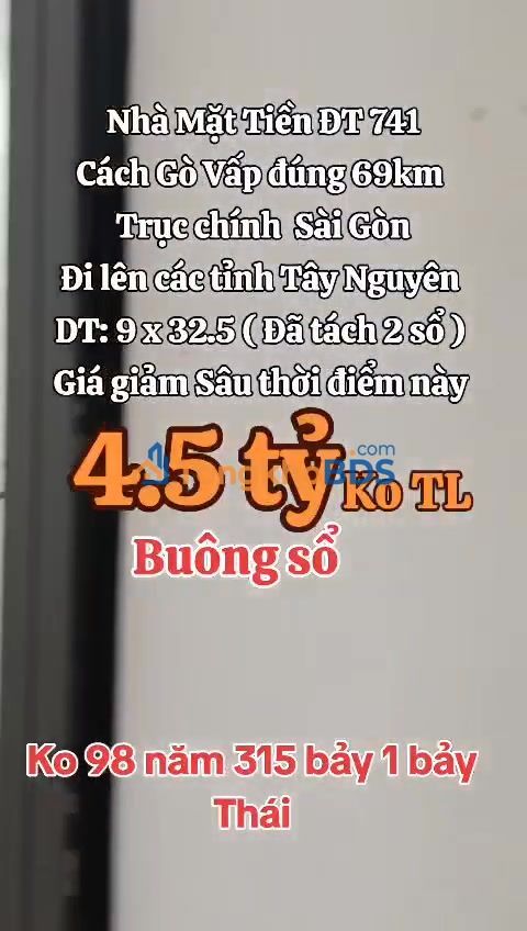 Nhà mặt tiền ĐT 741 Đồng Phú 293m² - Mặt tiền kinh doanh