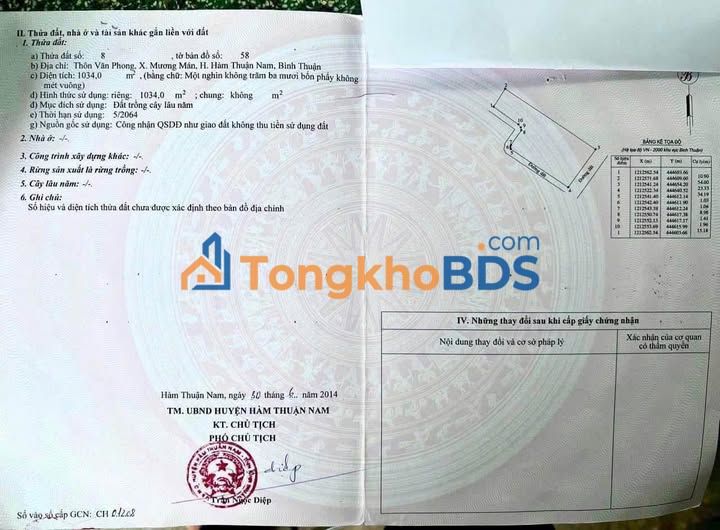 Đất vườn Hàm Thuận Nam 1034m² - Đầu tư dài hạn