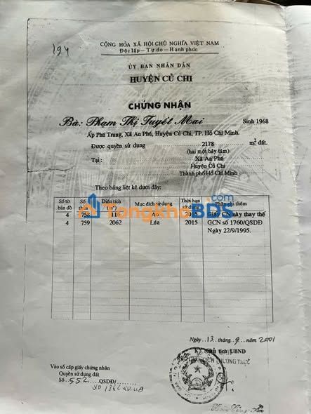 Đất An Phú Củ Chi 2178m² - Sổ đỏ chính chủ giá tốt