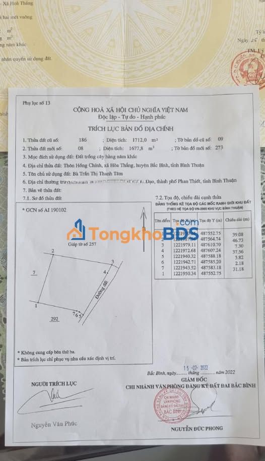 Lô đất view biển Hòa Thắng 1700m² - Tiềm năng tăng giá