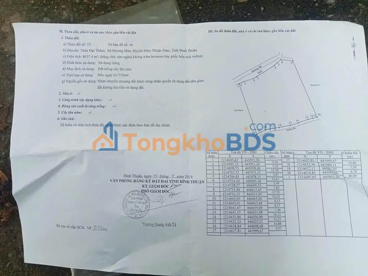 Đất vườn thanh long Mương Mán 8037m² - Đầu tư dài hạn