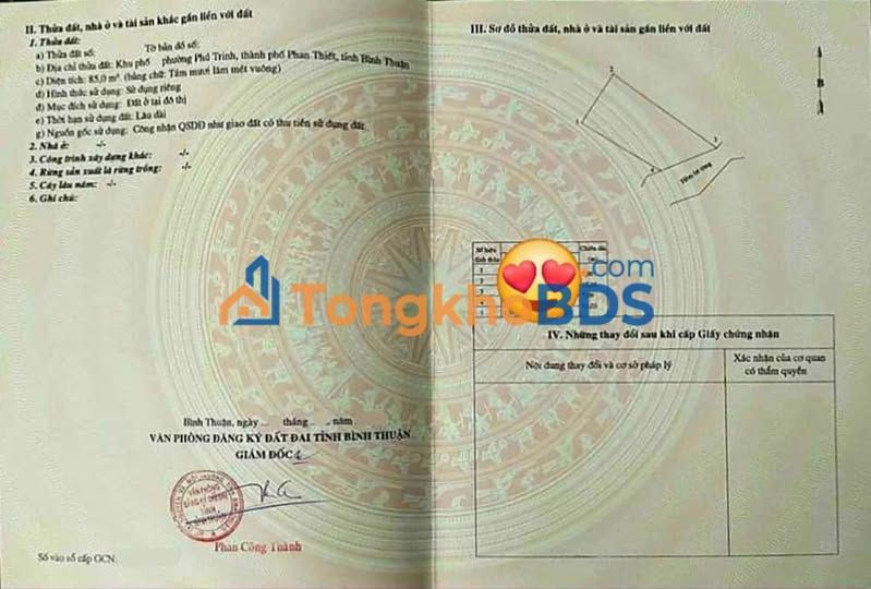 Đất thổ cư Phú Trinh Phan Thiết 85m² - Xây dựng tự do