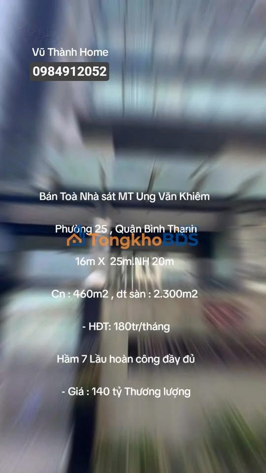 Tòa nhà Ung Văn Khiêm Bình Thạnh 460m2 - Đầu tư sinh lời