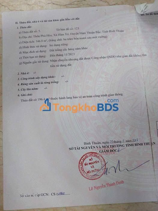 Đất nền Quốc lộ 28 Hàm Trí 346m² - Đường to ô tô