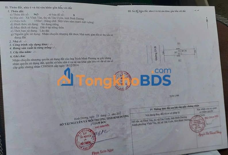 Đất nền VSIP 2 Vĩnh Tân 150m² - Đất thổ cư 100%, kinh doanh tốt