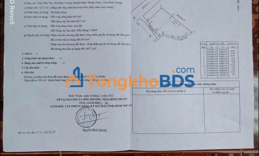 Đất mặt tiền QL1A Hàm Cường 727m² - Tiềm năng tăng giá