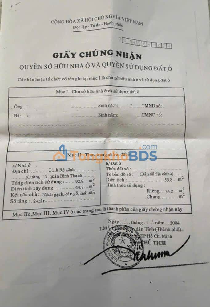 Nhà riêng Bình Thạnh 57m² gần Hàng Xanh, sổ hồng sẵn