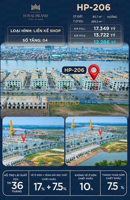Shophouse Vinhomes Royal Island 12,2 tỷ - Mặt tiền kinh doanh