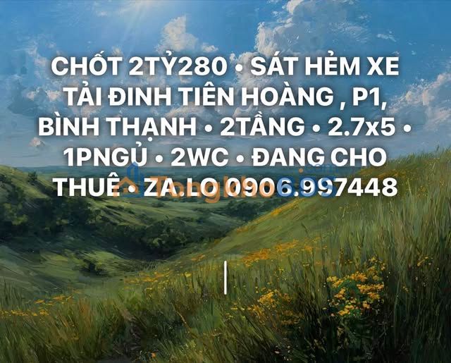 Nhà hẻm Đinh Tiên Hoàng 14m² giá 2.28 tỷ - Vị trí đẹp