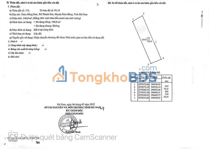 Đất nền Thanh Sơn Kim Bảng 146m² 800 triệu - Sổ đỏ chính chủ