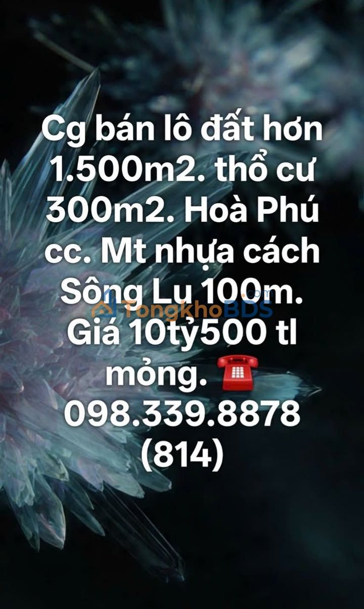 Đất nền Hòa Phú Củ Chi 1.500m² giá 10.5 tỷ, đường ô tô