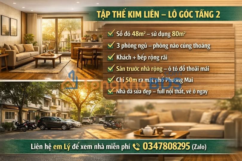 Căn hộ Tập thể Kim Liên 48m² - Căn góc thoáng sáng, full nội thất