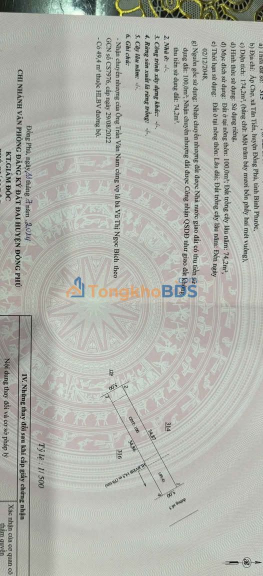 Đất thổ cư KCN Tân Tiến Đồng Phú 720m2 - Tiềm năng tăng giá