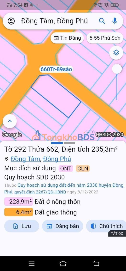 Đất nền Tân Phước Đồng Phú 240m² - Sổ đỏ chính chủ