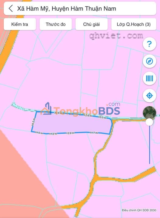 Đất lúa Hàm Mỹ 900m² giá 800 triệu - Quy hoạch thổ cư