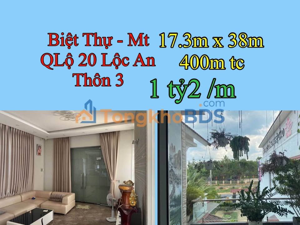 Nhà phố 2 mặt tiền QL20 Lộc An 657m² - Mặt tiền kinh doanh