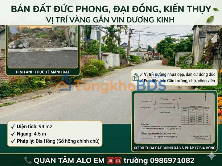 Đất nền Kiến Thụy 94m² - Tiềm năng tăng giá cực cao!