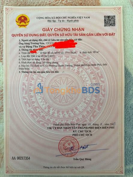 Đất nền Thanh Trường 98m² giá 1.1 tỷ - Đất thổ cư 100%