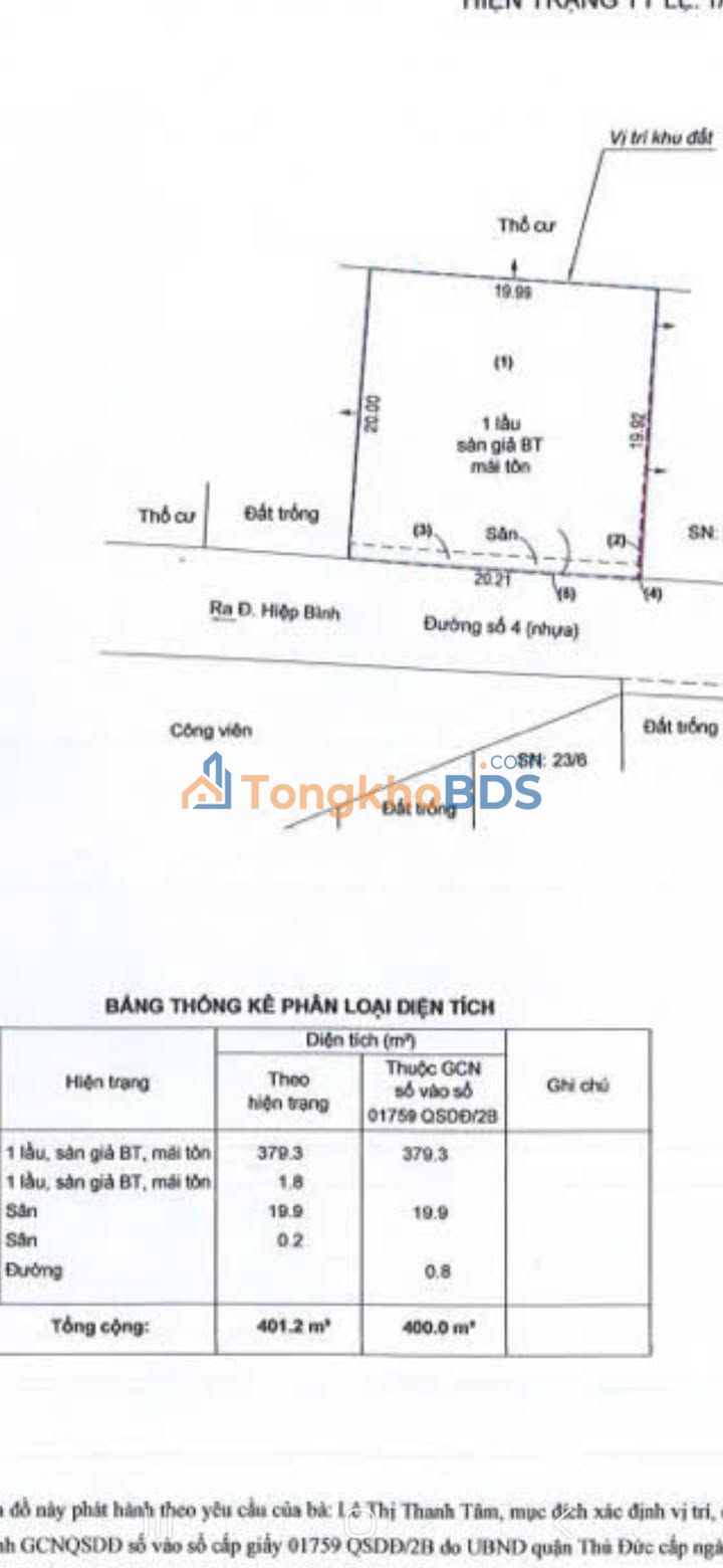 Nhà kho Hiệp Bình Chánh 400m² giá 27 tỷ - Diện tích lớn
