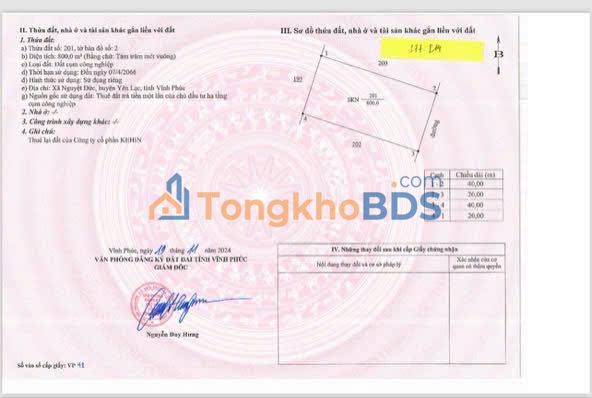 Đất nền Minh Phương Yên Lạc 800m² - Sổ đỏ chính chủ