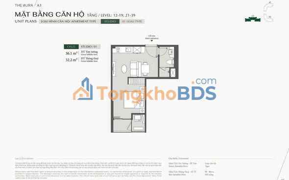 Căn hộ studio Lumiere Evergreen 32m² Nam Từ Liêm - View đẹp