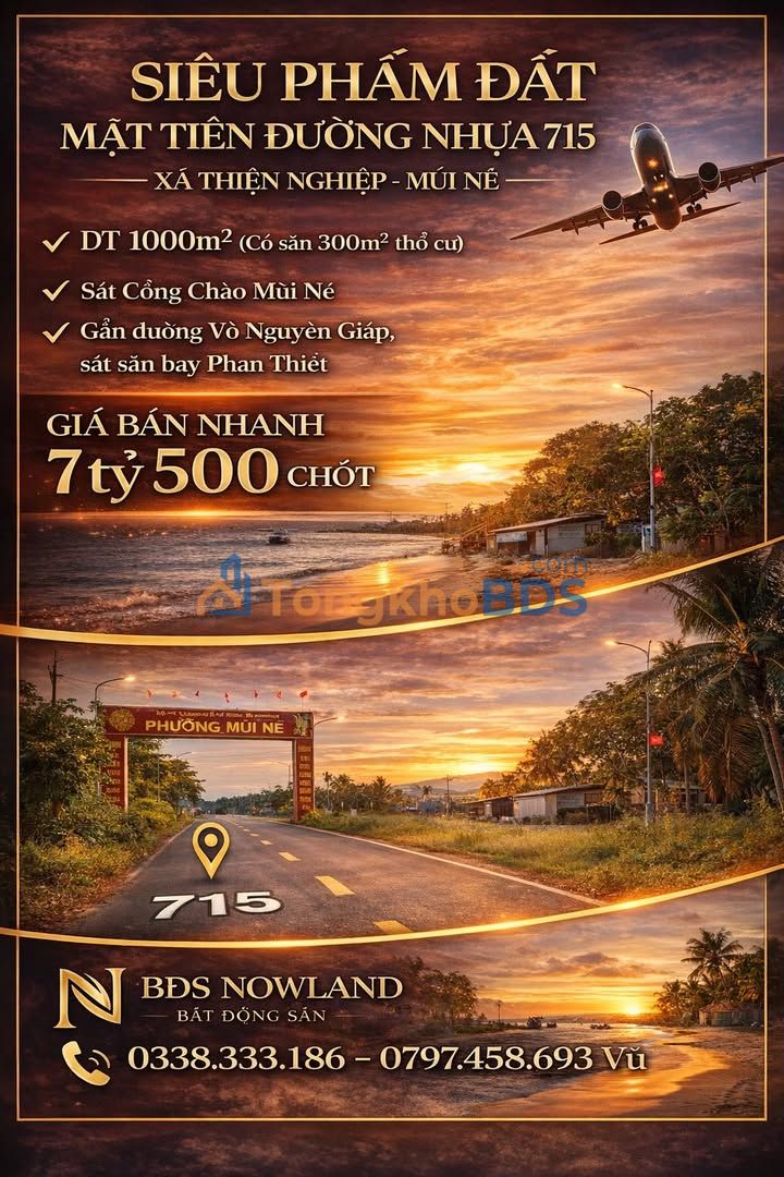 Đất nền Mũi Né 1000m² giá 7.5 tỷ - Tiềm năng tăng giá cực cao!
