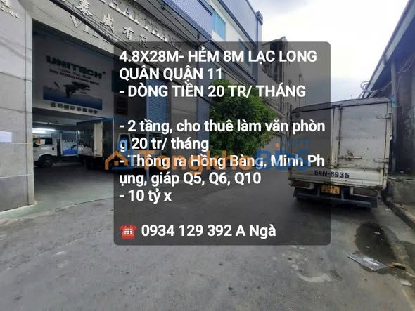 Nhà hẻm 8m Lạc Long Quân Q11 134m² ô tô vào tận nhà