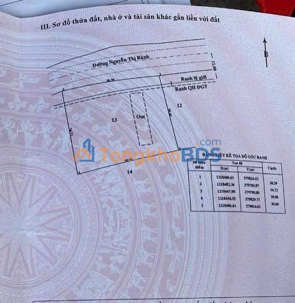 Đất mặt tiền Nguyễn Thị Rành Củ Chi 1276m² - Pháp lý rõ ràng