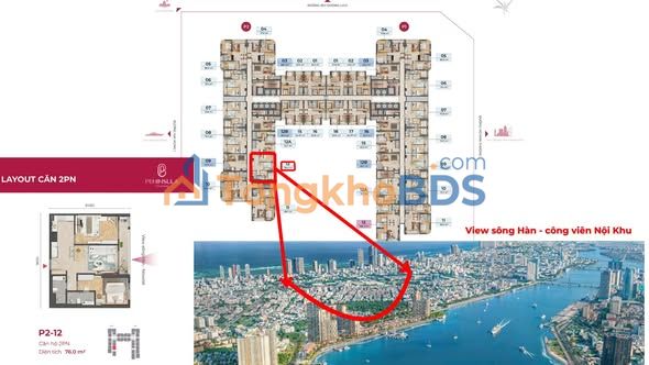 Căn hộ Peninsula Đà Nẵng 76m² - View sông Hàn đẹp