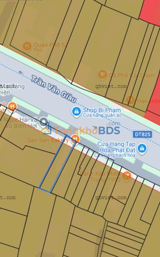 Đất thổ cư Bình Chánh 316m² mặt tiền Trần Văn Giàu sổ hồng riêng