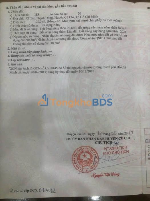 Đất nền Củ Chi 130m² giá 2.7 tỷ - Sổ đỏ chính chủ, tiềm năng cao!