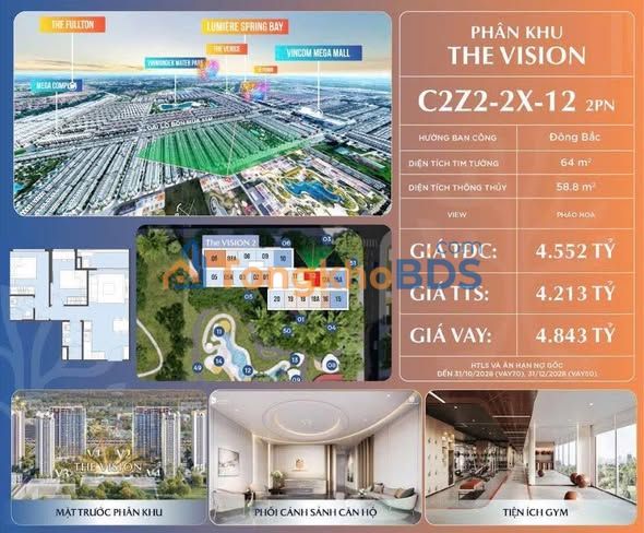Căn hộ The Vision Ocean Park 2 64m² 4.213 tỷ - View pháo hoa cực phẩm!