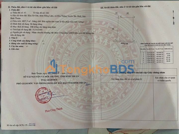 Đất xào Hòa Thắng 4.808m² giá 2.003 tỷ - Sổ đỏ chính chủ