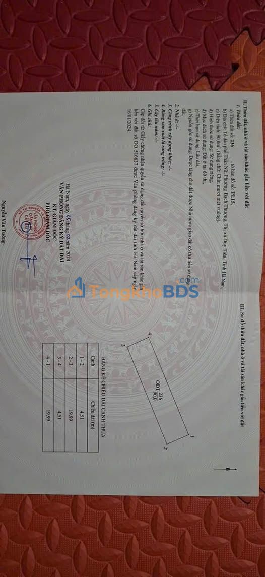 Đất thổ cư TDP Thần Nữ Đồng Văn 90m² - Sổ đỏ chính chủ