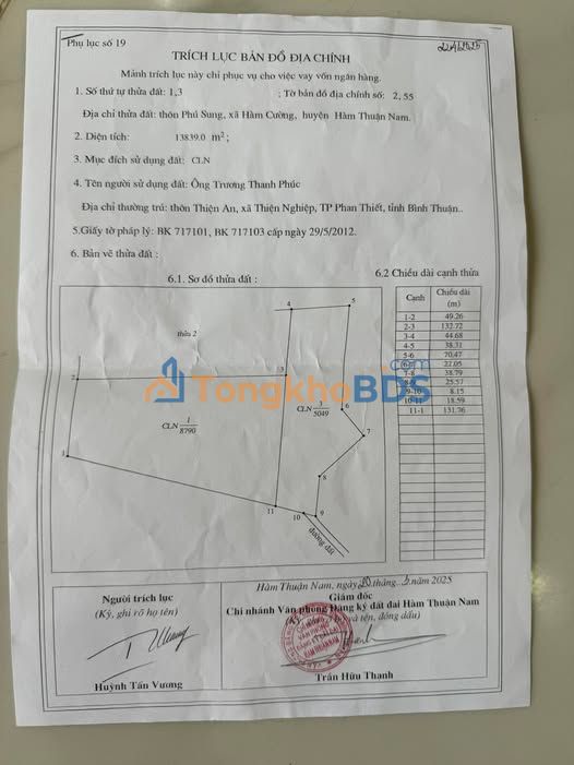 Đất vườn Hàm Thuận Nam 13.839m² giá 4.15 tỷ - Tiềm năng lớn!