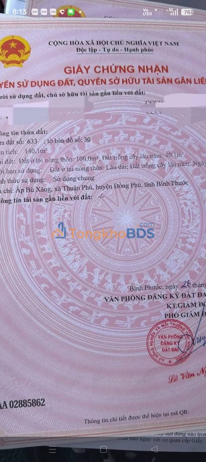 Đất nền Thuận Phú 140m² giá 189 triệu - Sổ đỏ chính chủ