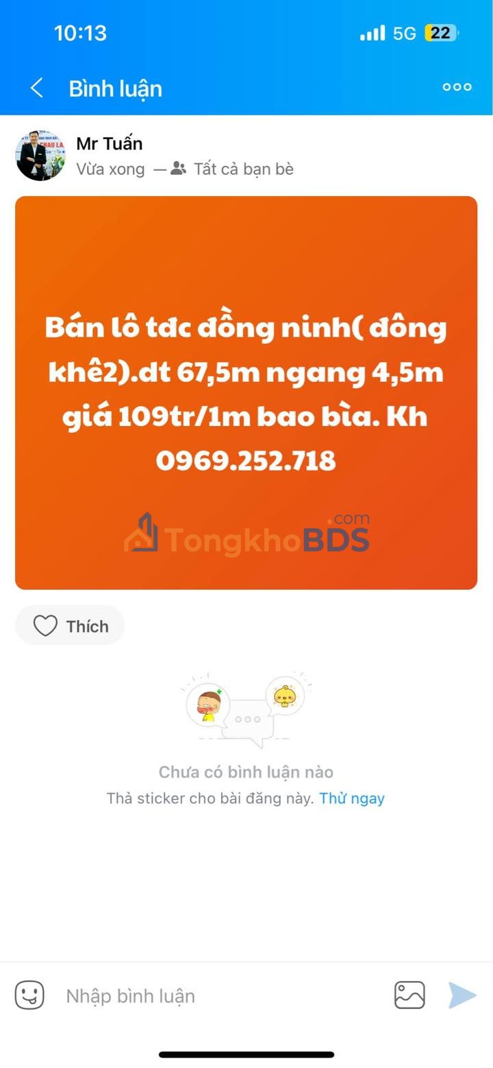 Đất nền Đồng Ninh, An Dương 67.5m² - Sổ đỏ chính chủ