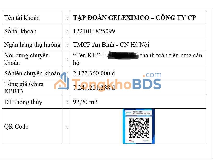 Căn hộ An Bình Homeland Hà Đông 92m² 3PN - Bàn giao ngay