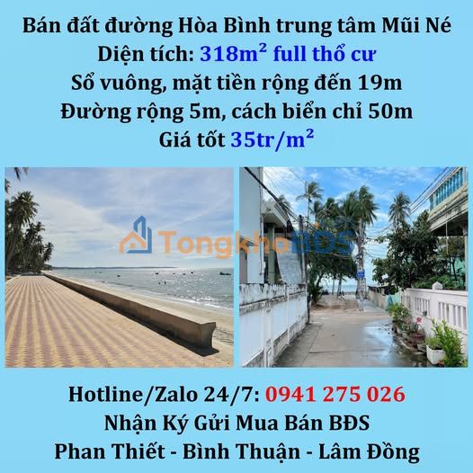 Đất thổ cư 318m² Hòa Bình, Mũi Né - Tiềm năng tăng giá