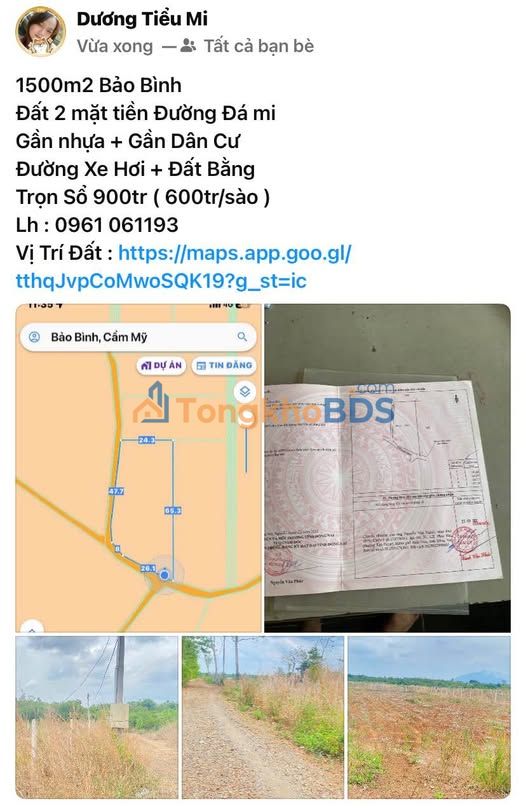 Đất nền Bảo Bình Đồng Nai 1500m² - Đường to ô tô