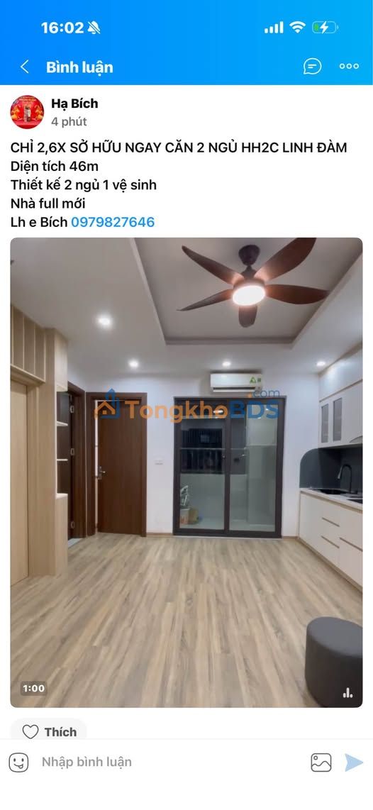 Căn hộ HH Linh Đàm 46m² giá 2.6 tỷ - Nhà đẹp sẵn ở ngay!