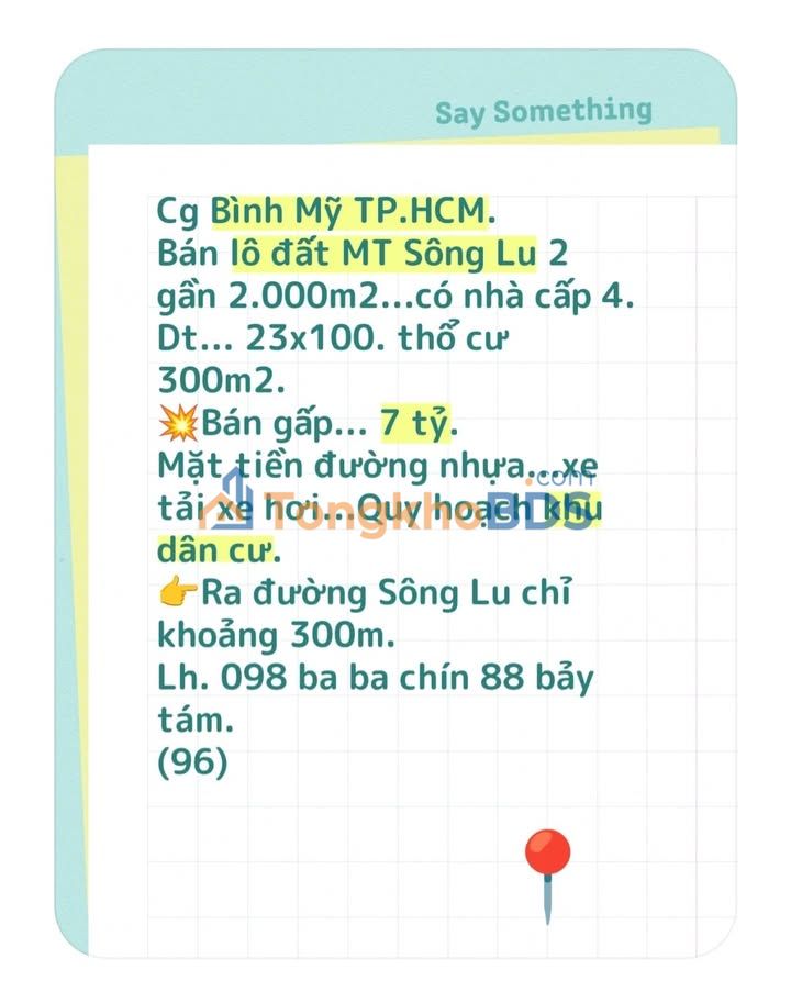 Đất nền Bình Mỹ Củ Chi 1.948m² - Đường to ô tô