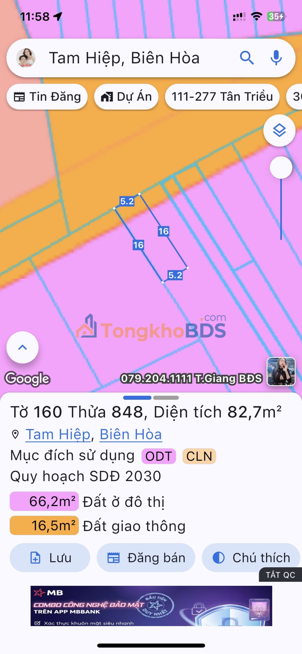 Đất thổ cư Tam Hiệp Biên Hòa 82m² - Pháp lý rõ ràng