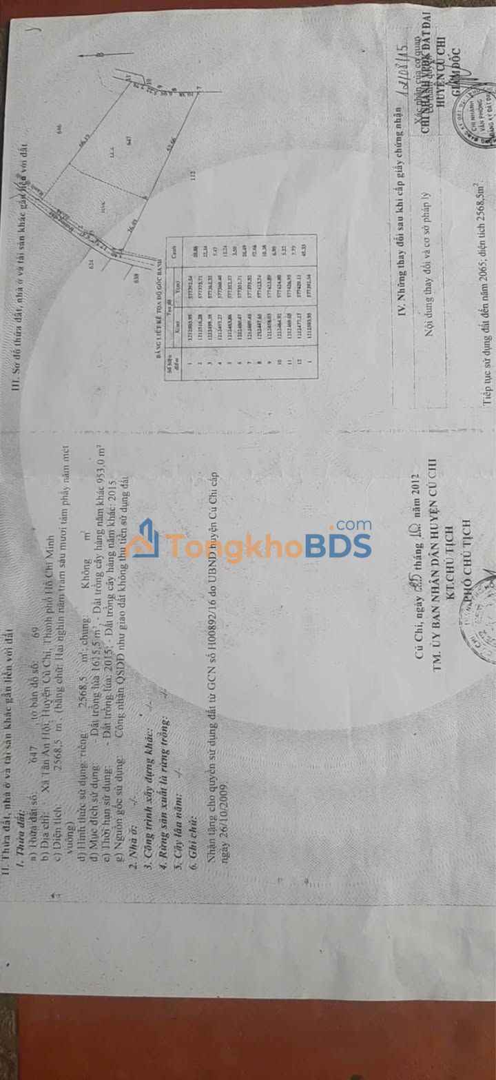 Đất vườn Tân An Hội Củ Chi 2.568m² giá 3.3 tỷ - Tiềm năng tăng giá