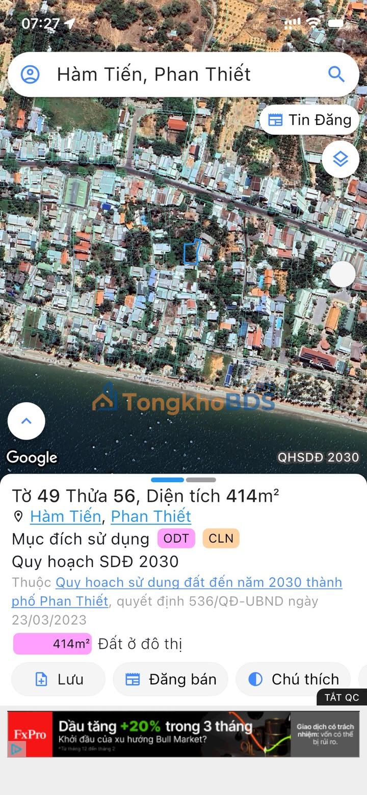 Đất nền Hàm Tiến Mũi Né 414m² giá 5 tỷ - Tiềm năng đầu tư cực lớn!